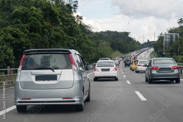 Fototapeta Traffic jam in the middle of the highway