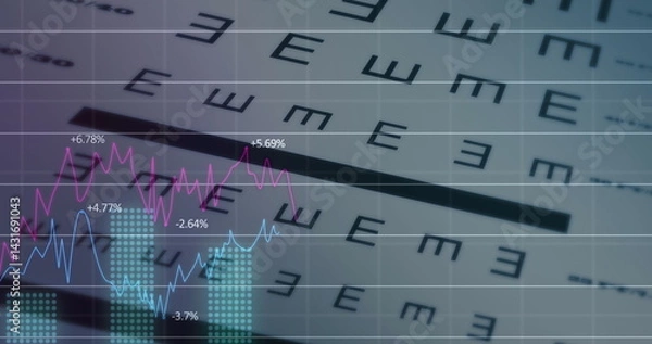 Fototapeta Image of data processing over letters