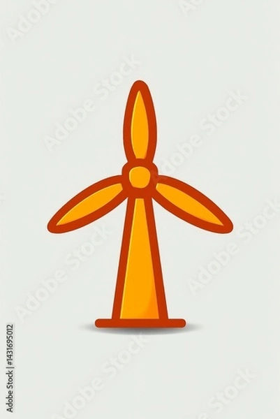Obraz Wind turbine icon in minimalist style, simple wind energy symbol on white, flat wind turbine illustration design, eco, green, renewable, electricity, generator, rotation, blade, farm, windmill, air
