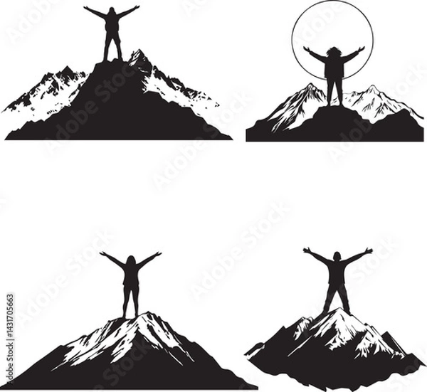 Fototapeta Person with arms wide open on mountain vector