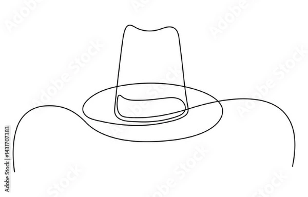 Fototapeta Continuous Line Drawing of Graduation Concept. Christmas Hat Continuous Line Editable Stroke Line Profile portrait of a young man in a cap. One continuous line drawing of a guy in a cap, Young man
