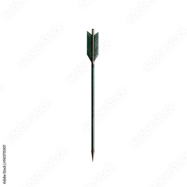 Fototapeta Elegant Dark Green Arrow with Gold Tip - Isolated on Transparent Background