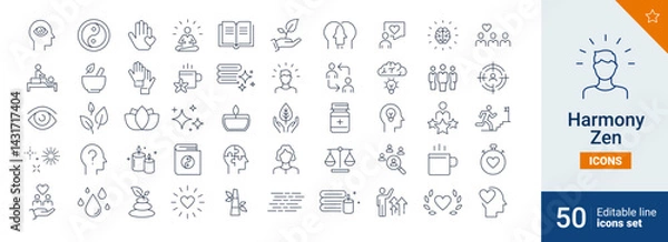 Fototapeta Harmony icons Pixel perfect. Mental, team, relaxation, ....	
