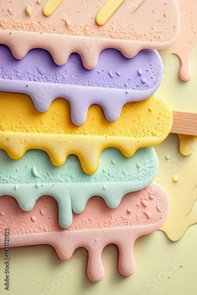 Obraz Bright wallpaper with melting ice cream creates an atmosphere of joy and coolness in any space
