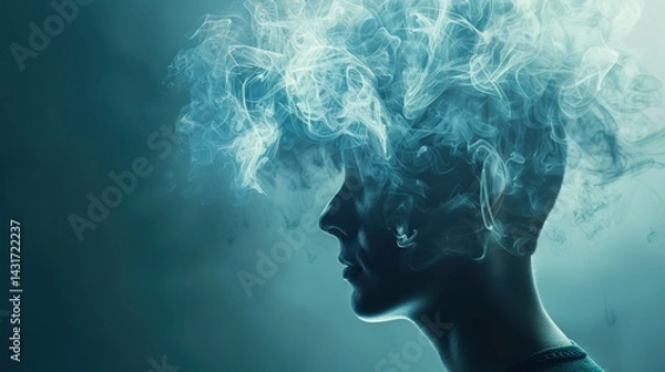 Fototapeta Focus disorder concept with mental fog and digital age distractions