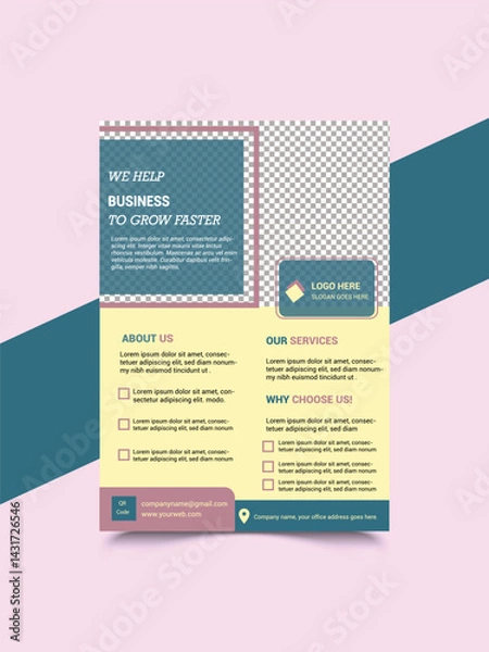 Fototapeta Business flyer design template, modern layout, editable bundle, marketing print material design.
