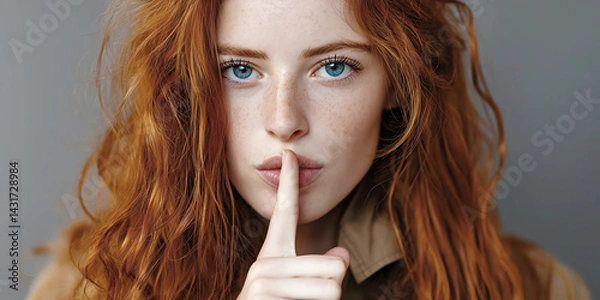 Obraz finger to lips, AI generated