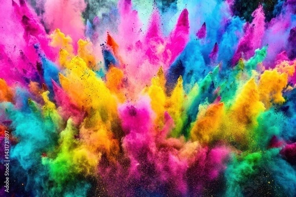 Fototapeta Exploding colors of powder. Vibrant hues explode in a dynamic display