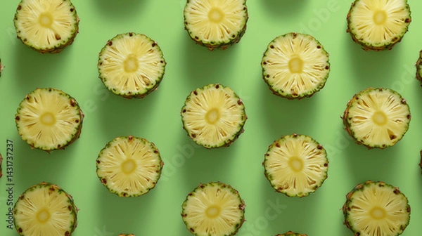 Obraz pineapple pattern on green background pop art design, poster design 