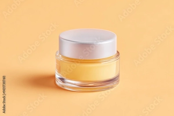 Fototapeta capture single elegantly minimalistic jar of organic facial cream on smooth solid color background