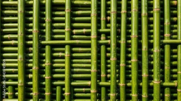 Obraz Bamboo Wall Texture Green Interlocking Pattern