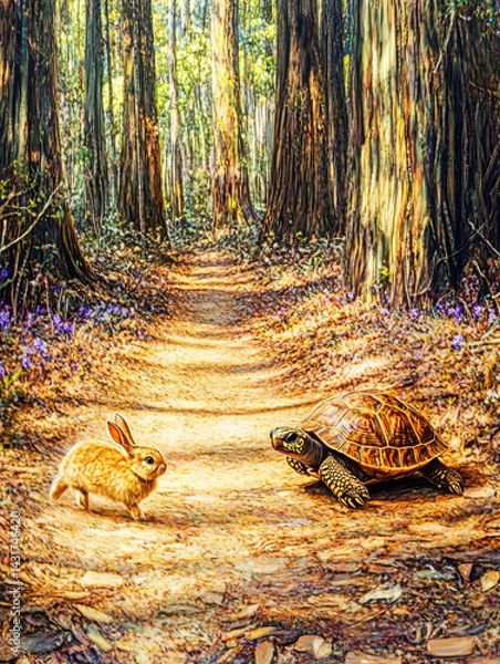 Obraz rabbit and a turtle