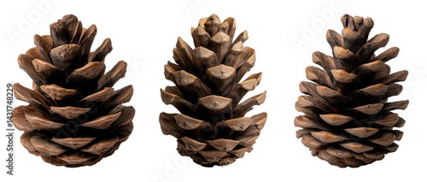 Fototapeta set of pine tree cone isolated on a transparent background	