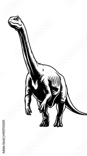 Fototapeta Brontosaurus Standing Logo | Minimalist Flat Vector Art in Black & White for Branding Generative AI