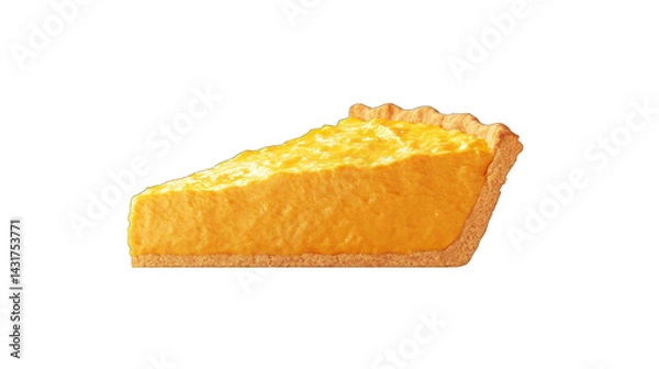 Obraz Bright orange pumpkin pie slice with crust isolated