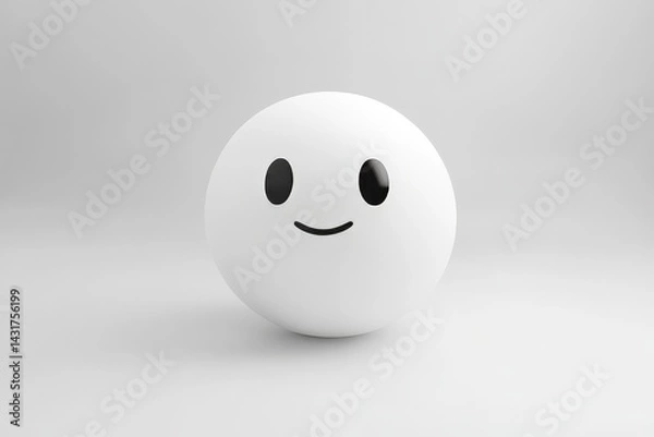 Fototapeta Simple, round, white, digital emoticon design.