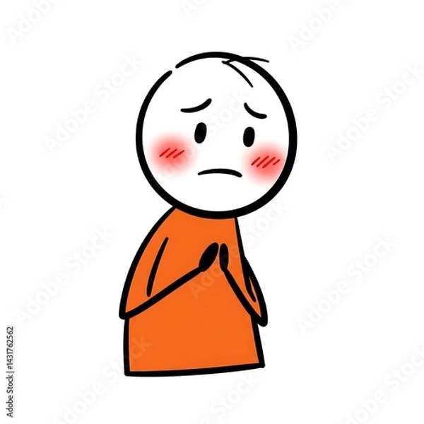 Fototapeta 3D cartoon character showing guilt or regret