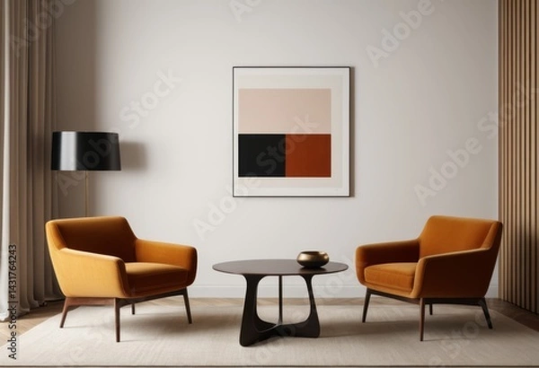 Obraz There are two chairs and a table in one room