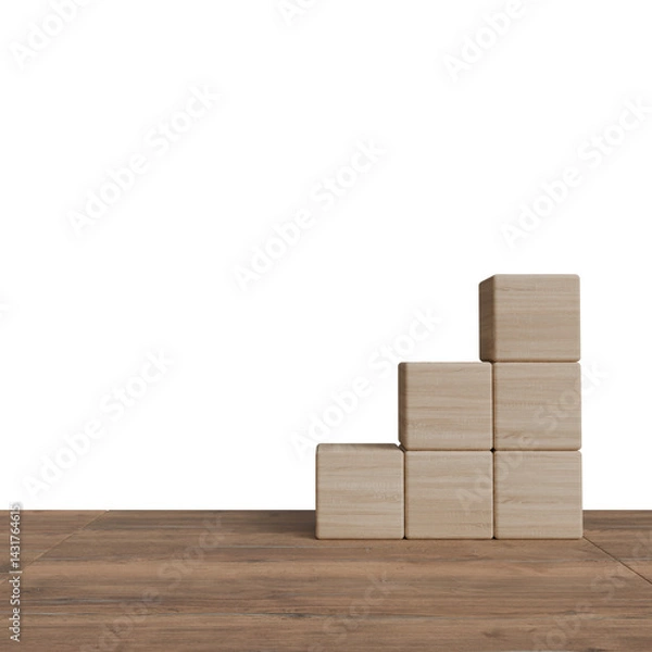 Obraz Blank wooden blocks in a table  in white background