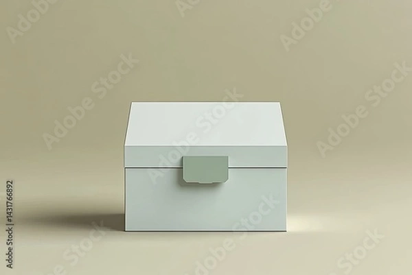 Fototapeta White gift box with light green latch