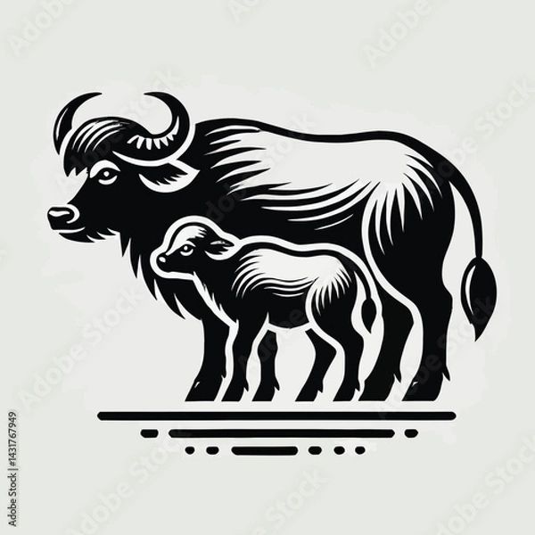 Obraz Buffalo Mother and Calf