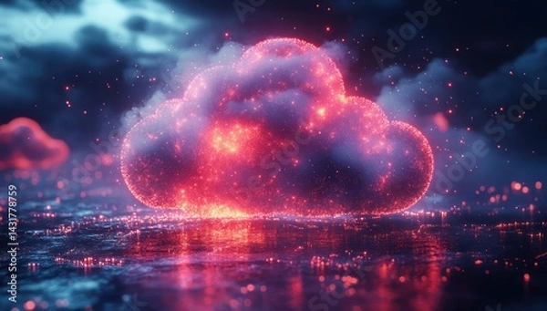Fototapeta Glowing Cloud Computing Network.