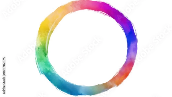 Obraz Vibrant Colorful Watercolor Circle Isolated on White Background