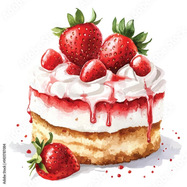 Obraz vector_of_a_cute_strawberry_cake.eps