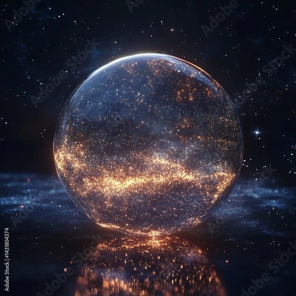 Fototapeta Beautiful space orb with shimmering stars and cosmic glow