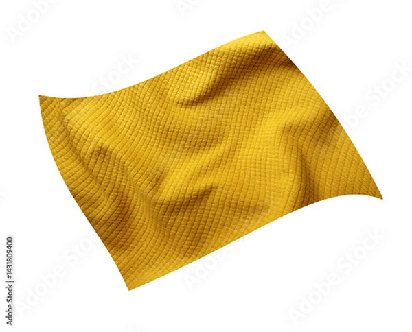 Fototapeta Wrinkled yellow microfleece fabric texture isolated on a white background