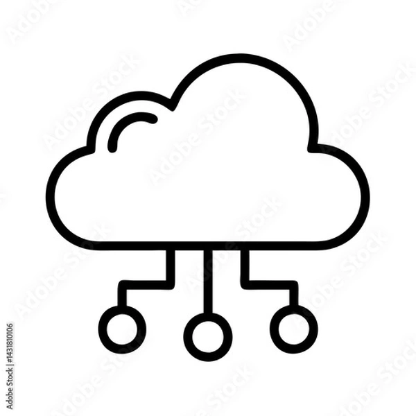 Fototapeta Cloud computing network diagram vector illustration for data storage and sharing online services