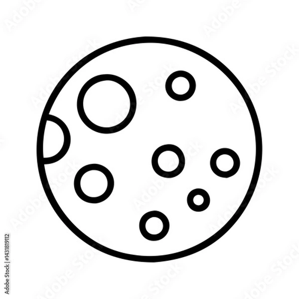 Fototapeta Outline moon with craters vector illustration celestial body astronomy space exploration lunar surface icon