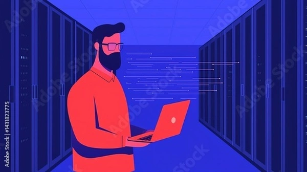 Fototapeta Cto overseeing high-tech data center operations in a gigapixel environment