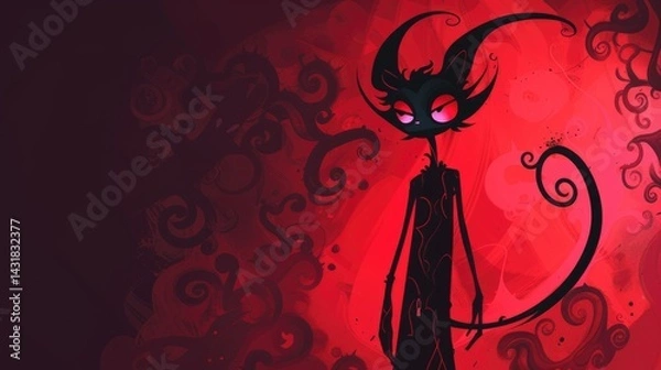 Fototapeta alastor from hotel hazbin, dark style, psychodelic, demonic symbols, madness, horns, demonic form 