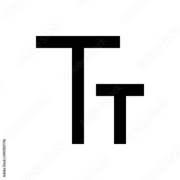 Obraz Two black t shapes of different sizes positioned on a white background creating a simple graphic design