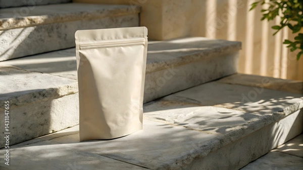 Fototapeta Blank pouch packaging with zipper stone surface