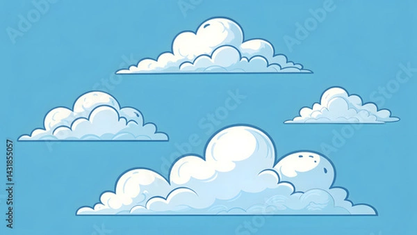 Fototapeta Style white clouds set simple cloud