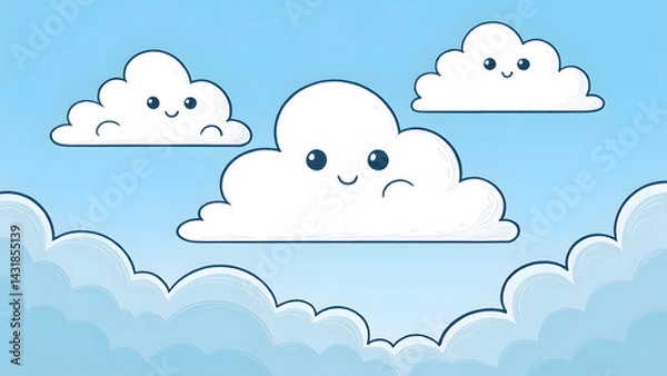 Obraz Style white clouds set simple cloud