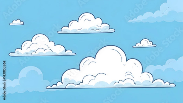 Fototapeta Style white clouds set simple cloud