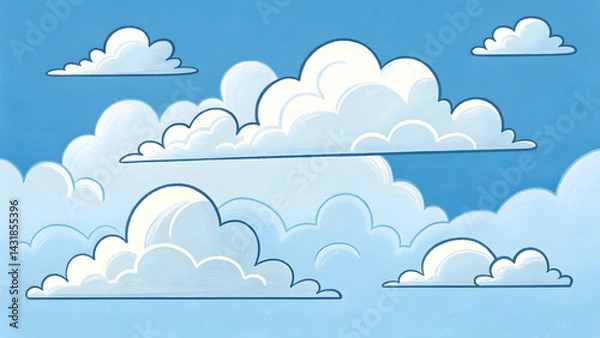 Fototapeta Style white clouds set simple cloud