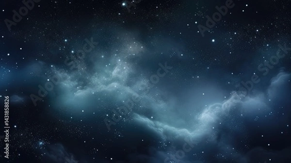 Fototapeta amazing milky way galaxy background with stars and space dust, dark black sky background with white glowing milkyway, milky light in the center of the photo