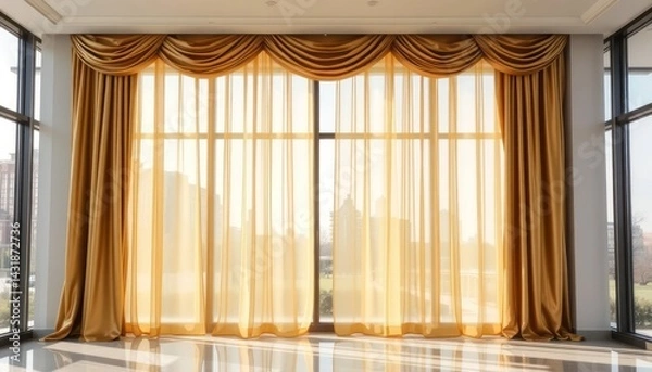 Obraz Gold Curtains in Modern Room
