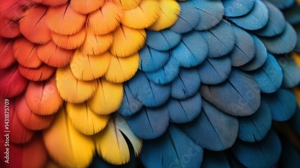 Obraz Bright feathers of birds. Multicolored feathers of a parrot