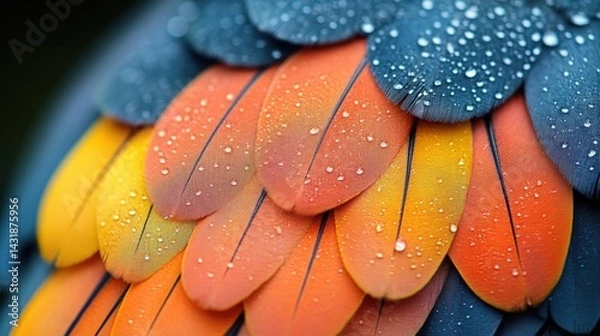 Obraz Bright feathers of birds. Multicolored feathers of a parrot