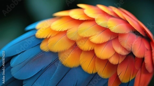 Obraz Bright feathers of birds. Multicolored feathers of a parrot