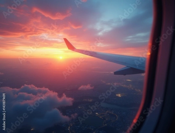 Obraz Twilight Flight Over the City