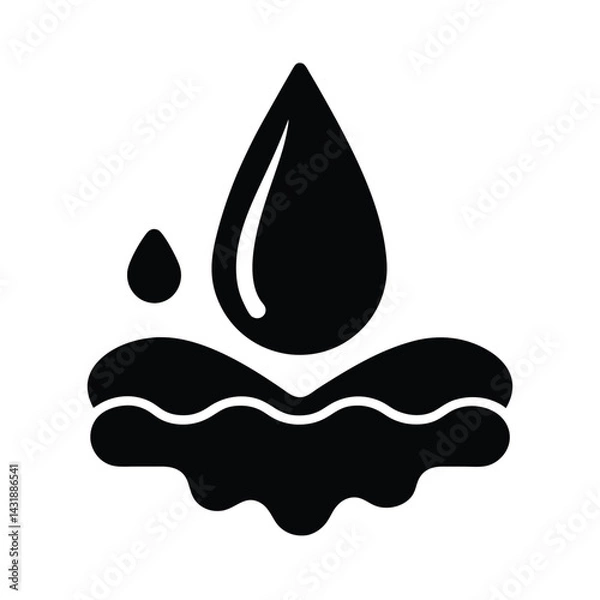 Obraz Black Oil Spill Icon in Simple Vector Design