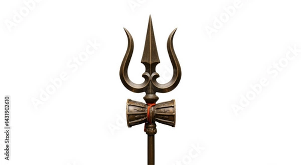 Fototapeta The trident of Lord Shiva isolated on transparent background, , Trishula, Trishul the symbol of Lord Shiva, PNG 