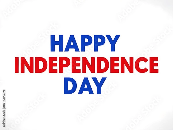 Fototapeta A happy independence day text and us happy 4th of July.