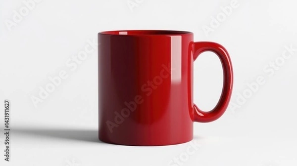 Fototapeta Crimson Mug Mockup on White Background. Generative AI